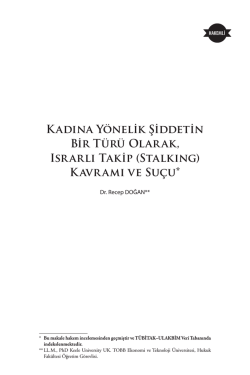 Kadına Yönelik Şiddetin Bir Türü Olarak, Israrlı Takip