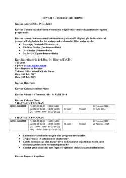 S&uuml;yam kurs başvuru formu genel ingilizce