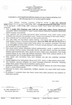 &ccedil;ukurova &uuml;niversitesi b&uuml;y&uuml;kbaş hayvan ihalesi