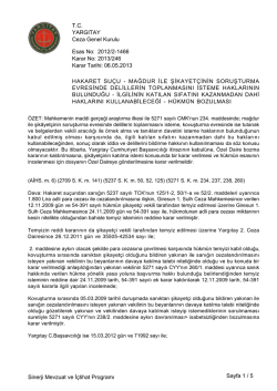 Esas No: Karar No: YARGITAY Ceza Genel Kurulu 2012/2