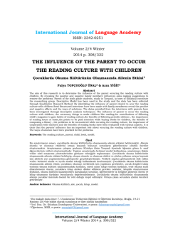 &Ccedil;ocuklarda Okuma K&uuml;lt&uuml;r&uuml;n&uuml;n Oluşmasında Ailenin Etkisi