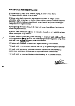 ı-ıAvALı YATAK TEKNİK şARTNAMEsİ