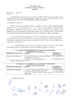 2014 Yılı İ&ccedil;indeki 25.06.2014 Karar Tarihli ve 03 Karar Numaralı