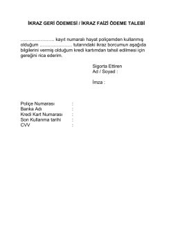 İkraz Geri &Ouml;deme Formu