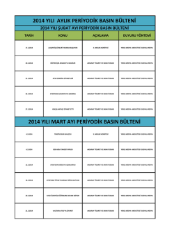 2014 yılı aylık periyodik basın b&uuml;lteni 2014 yılı mart ayı periyodik