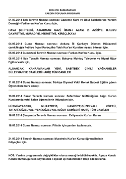 2014 YILI RAMAZAN AYI YARDIM TOPLAMA