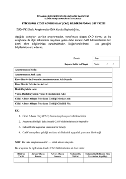 Konu: Ciddi Advers Olay Bildirimi - Diş Hekimliği Fak&uuml;ltesi