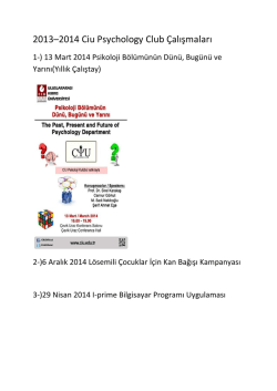 2013&ndash;2014 Ciu Psychology Club &Ccedil;alışmaları