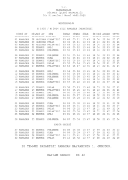 28 temmuz pazartesi ramazan bayramının 1. gunudur. bayram