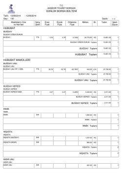 G&Uuml;NL&Uuml;K BORSA B&Uuml;LTENİ HUBUBAT Toplam HUBUBAT