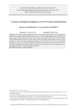 &Ccedil;oklu Zek&acirc; Alanlarının Bazı Değişkenlere G&ouml;re İncelenmesi