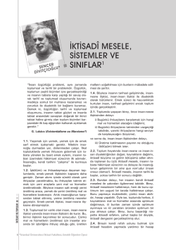 iktisaD&icirc; Mesele, sisteMler ve sınıflar1