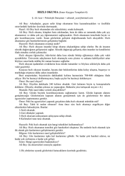 HIZLI OKUMA (Sınav Kaygısı Terapileri