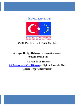 Avrupa Birliği Bakanı ve Başmüzakereci Volkan Bozkır