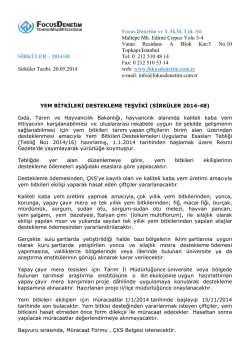 2014-48 yem bitkileri destekleme teşviki