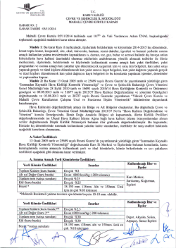 05.11.2014 mçk kararı - Çevre ve Şehircilik Bakanlığı
