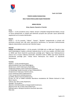 Milli Takım Sporcularını Se&ccedil;me Prosed&uuml;r&uuml;