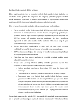 Butylated Hydroxyanisole (BHA) ve Kanser BHA, &ccedil;eşitli gıdalarda