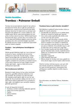 Tromboz – Pulmoner Emboli