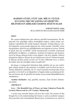 BARIŞIN G&Uuml;ZEL Y&Uuml;Z&Uuml; AŞK: BİR 19. Y&Uuml;ZYIL ELYAZMA