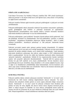 PSİKİYATRİ ANABİLİM DALI Celal Bayar &Uuml;niversitesi Tıp Fak&uuml;ltesi