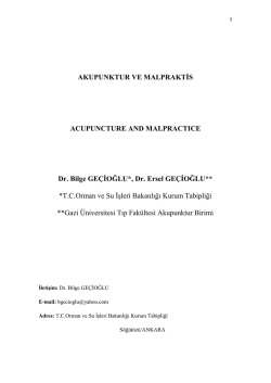 Akupunktur ve Malpraktis - Adli Bilimler Enstit&uuml;s&uuml;