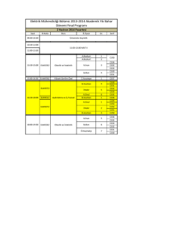 2013-2014 Bahar Final Programı - Elektrik M&uuml;hendisliği B&ouml;l&uuml;m&uuml;
