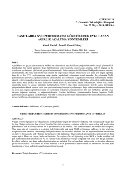 taşıtlarda nvh performansı g&ouml;zetilerek uygulanan ağırlık