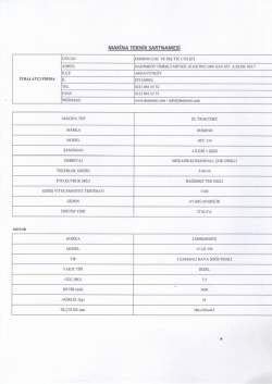 MAKİNA TEKNİK şARTNAMEsi - Domino Dış Ticaret Ltd. Şti.