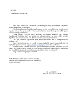 11761442 Yıllık İşletme Cetvelleri Hk. 6948 Sayılı Sanayi Sicil