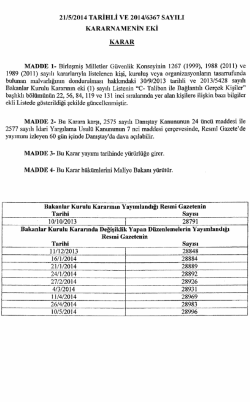 Karar ve Liste i&ccedil;in tıklayınız.
