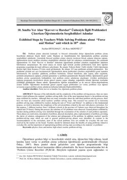 Kuvvet ve Hareket - Hacettepe &Uuml;niversitesi Eğitim Fak&uuml;ltesi Dergisi