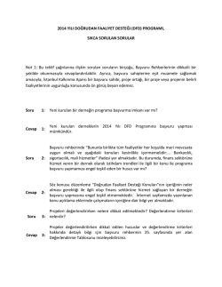 2014 YILI DOĞRUDAN FAALIYET DESTEĞI (DFD) PROGRAMI