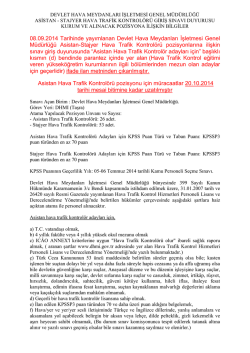 08.09.2014 Tarihinde yayımlanan Devlet Hava Meydanları İşletmesi