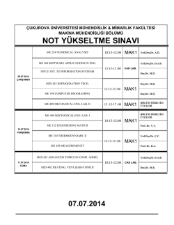 07.07.2014 - CU Department of Mechanical Engineering