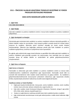 Gıda katkı maddeleri ve yardımcı maddelerin &uuml;retimi