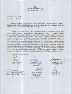 Ek Dosya - &Ccedil;evre ve Şehircilik Bakanlığı