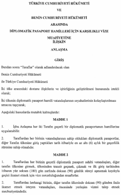 BENİN cUMHURİYETİ H&Uuml;K&Uuml;METİ ARASINDA