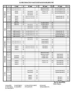 Matematik B&ouml;l&uuml;m&uuml; Ders Programı