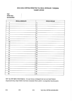 Okul Sporları Yarışma Tasnif Listesi
