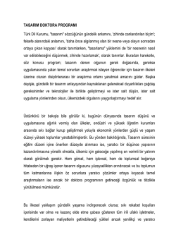 TASARIM DOKTORA PROGRAMI Türk Dil Kurumu, "tasarım