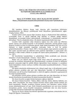 DOĞAL DİL &Ouml;ĞRETİM Y&Ouml;NTEMİYLE S&Ouml;Z &Ouml;NCESİ İLETİŞİM