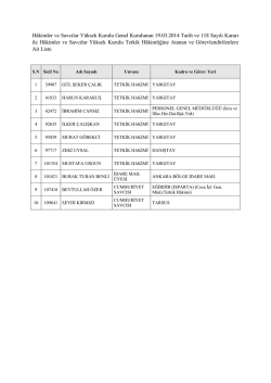 H&acirc;kimler ve Savcılar Y&uuml;ksek Kurulu Genel Kurulunun 19.03.2014