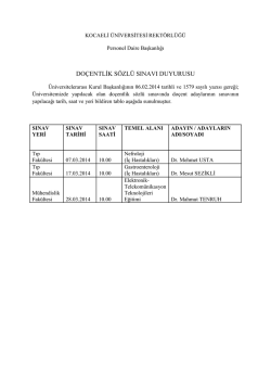 Do&ccedil;entlik S&ouml;zl&uuml; Sınav Duyurusu - Kocaeli &Uuml;niversitesi Personel