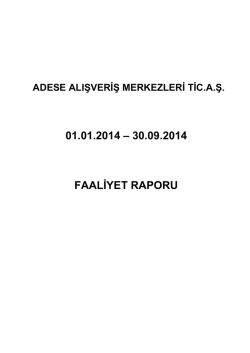 Faaliyet Raporu 2014 3. Çeyrek
