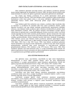 Zihin Özürlülerin Eğitiminde Anne ve Baba Katılımı