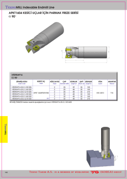 TEKNOMILL Indexable Endmill Line APKT1604 KES&lsaquo;C&lsaquo; U&Ccedil;LAR &lsaquo;&Ccedil;