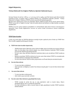 TEFDP Türkiye Elektronik Fon Dağıtım Platformu İşlemleri