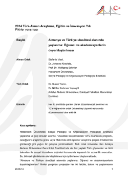 Almanya ve T&uuml;rkiye uluslar&ouml;tesi alanında yaşlanma