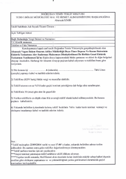 DOORUDAN TEMIN TEKLIF MEKTUBU TCDD 3.BOLGE